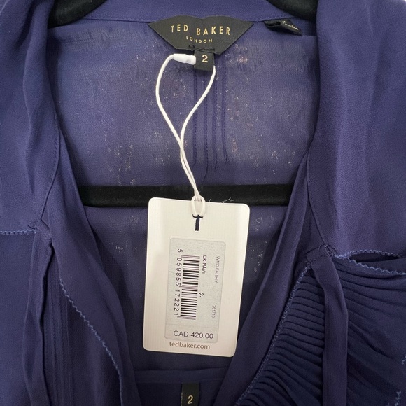 NWT Ted Baker Faithiy long sleeve Midi Dress in dark navy size 2 - Picture 5 of 8